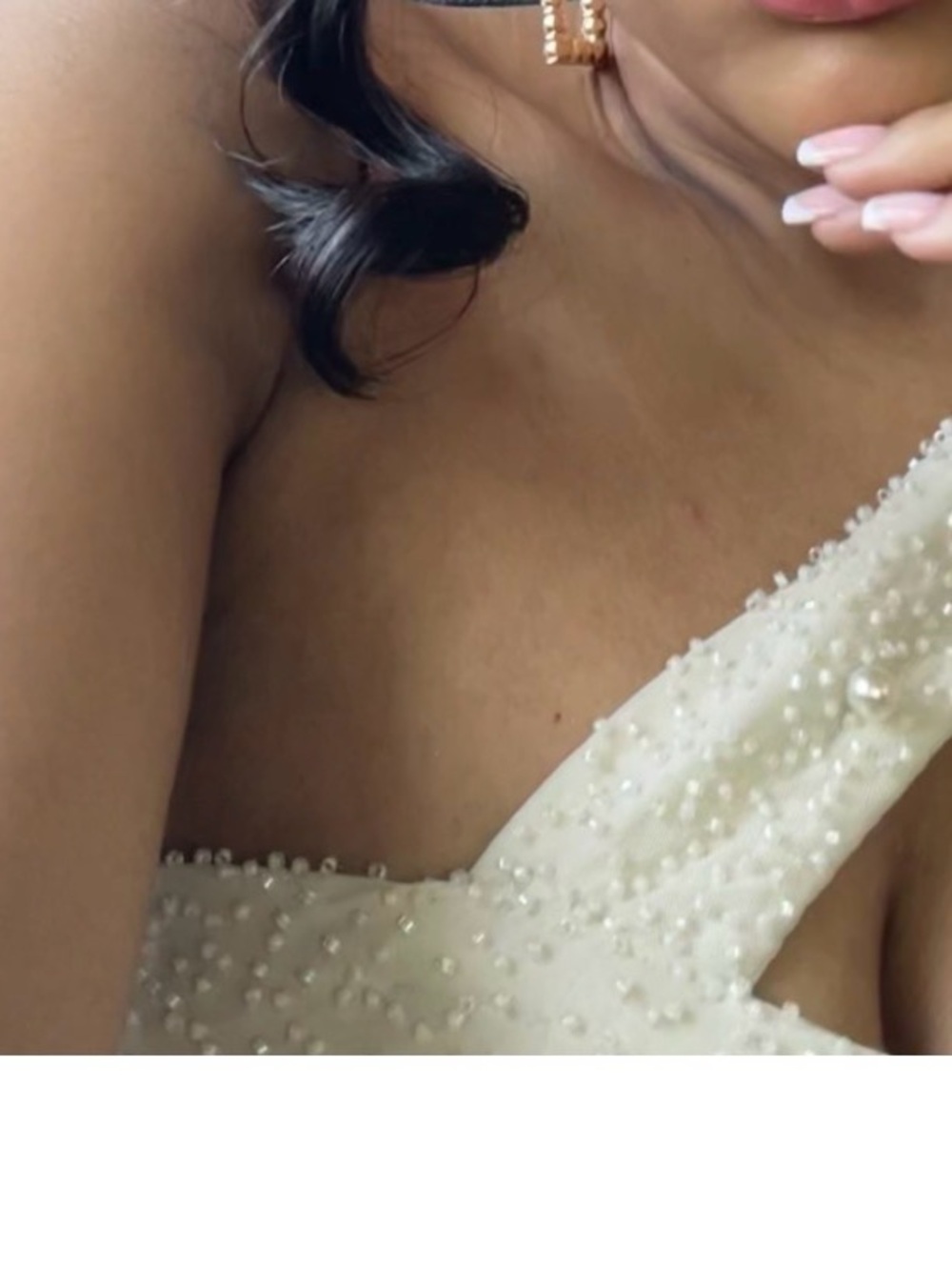Oh Polly Ivory Strapless Beaded Evening Dress - Picture 4 of 5
